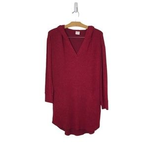 Soma Comfy Red Lounge Hooded Long Sleeve Tunic Shirt Womens Medium